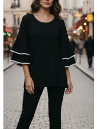 μπλουζα με βολαν μανικι μαύρο