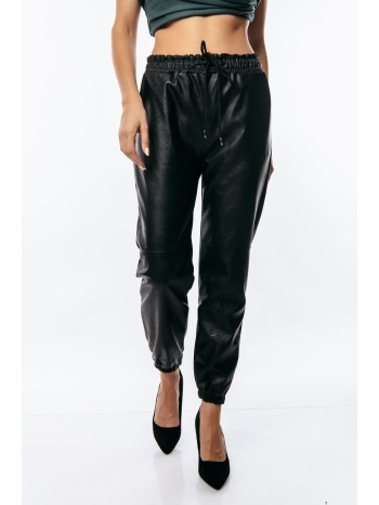 παντελονι δερματινη με λαστιχο στο ποδι μαύρο σε προσφορά