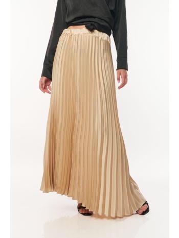φουστα σατεν πλισε μπεζ