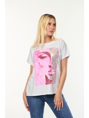 μπλουζα με με τυπωμα προσωπο ροζ σε προσφορά