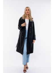 καπαρντινα με κουμπια και ζωνη μαύρο