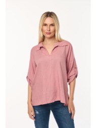 μπλουζα με γιακα και γυριστο μανικι σάπιο μήλο