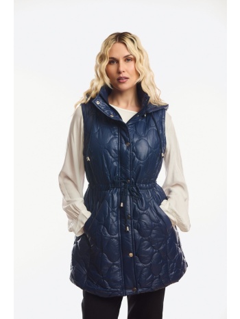 αμανικο μπουφαν μακρυ με κουκουλα και λαστιχο στην μεση μπλε σε προσφορά