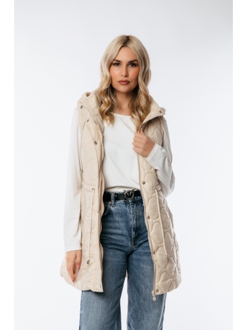 αμανικο μπουφαν μακρυ με κουκουλα και λαστιχο στην μεση μπεζ σε προσφορά