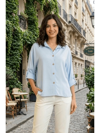 πουκαμισο με γυριστο μανικι σιέλ