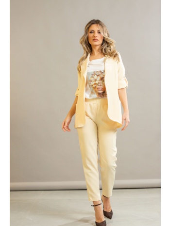 παντελονι με λαστιχο στην μεση μπεζ