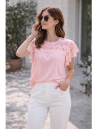 μπλουζα με δαντελα ροζ