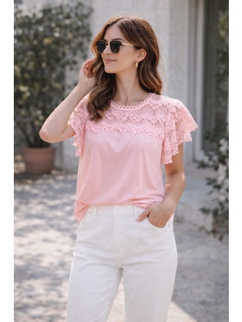 μπλουζα με δαντελα ροζ σε προσφορά