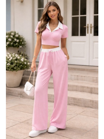 σετ τοπ & παντελονα ροζ σε προσφορά