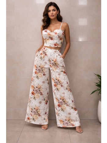 σετ τοπ & παντελονα floral άσπρο σε προσφορά