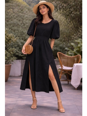 φορεμα midi με μπαλον μανικια μαύρο σε προσφορά