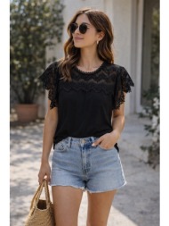 μπλουζα με δαντελα μαύρο