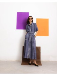 φορεμα maxi με ζωνη μπλε