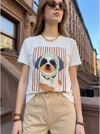 μπλουζα με με τυπωμα άσπρο σε προσφορά