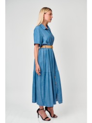 φορεμα τζιν με ζωνη μπλε