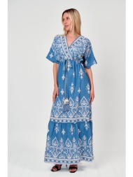 φορεμα maxi με κεντημα τζιν