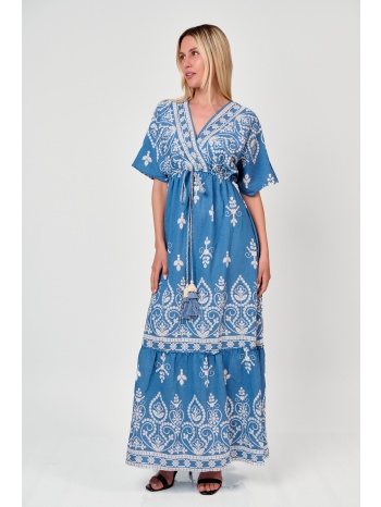 φορεμα maxi με κεντημα τζιν