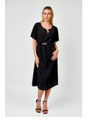 φορεμα midi με ζωνη μαύρο