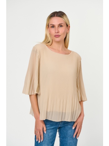 μπλουζα πλισε μπεζ