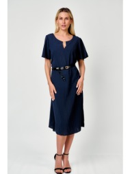 φορεμα midi με ζωνη μπλε