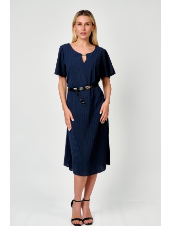 φορεμα midi με ζωνη μπλε