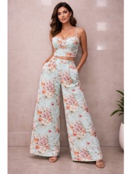 σετ τοπ & παντελονα floral βεραμάν