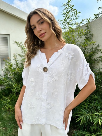 μπλουζοπουκαμισο με γυριστο μανικι άσπρο σε προσφορά