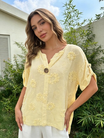 μπλουζοπουκαμισο με γυριστο μανικι κίτρινο σε προσφορά
