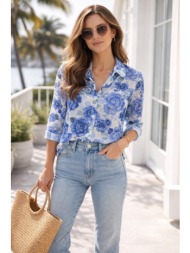 πουκαμισο φλοραλ μπλε