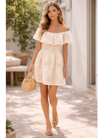 φορεμα με εξω ωμους μπεζ