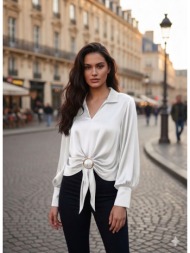 μπλουζοπουκαμισο με χρυσο κρικο άσπρο