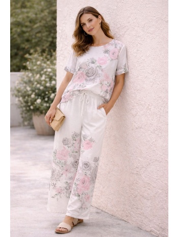 σετ μπλουζα & παντελονα floral άσπρο σε προσφορά