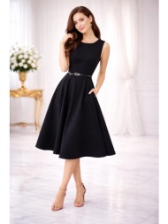 φορεμα με ζωνη σε αλφα γραμμη μαύρο