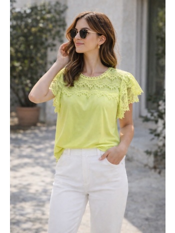 μπλουζα με δαντελα lime σε προσφορά