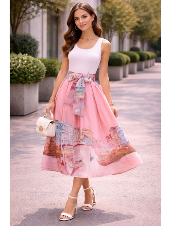 φουστα midi σατεν ροζ σε προσφορά