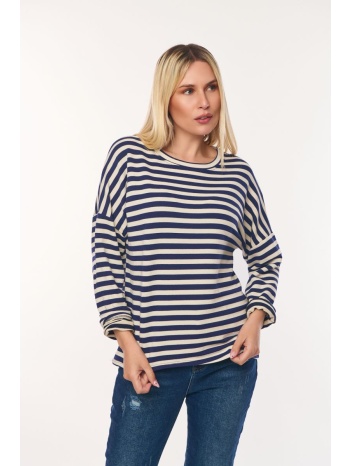 μπλουζα ριγε με λαιμοκοψη μπλε