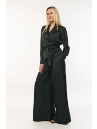 σετ μπλουζα με παντελονα σατεν μαύρο