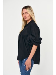 πουκαμισο με βολαν μανικι μαύρο