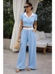 σετ τοπ & παντελονα σιέλ