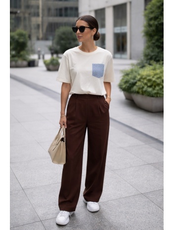 μπλουζα με glitter τσεπη άσπρο