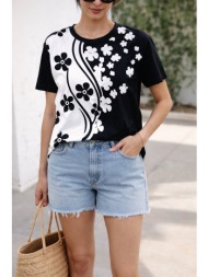 μπλουζα κοντομανικη floral μαύρο