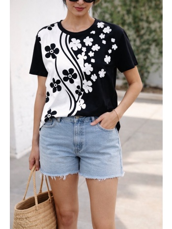 μπλουζα κοντομανικη floral μαύρο