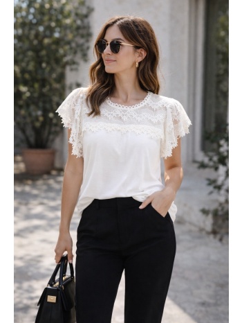 μπλουζα με δαντελα άσπρο σε προσφορά