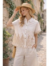 πουκαμισο με κεντημα άσπρο