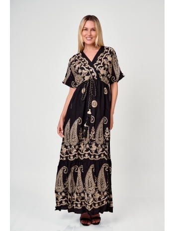 φορεμα maxi με κεντημα μαύρο