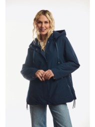 μπουφαν με κουκουλα και λαστιχο στο πλαι μπλε