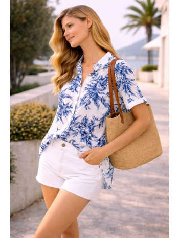 μπλούζα κοντομάνικη floral μπλε σε προσφορά