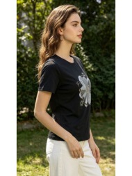 t-shirt με print λουλούδι – μαύρο | dress up μαύρο