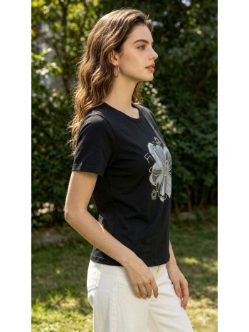 t-shirt με print λουλούδι – μαύρο | dress up μαύρο
