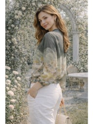 γυναικείο jacket με print και φερμουάρ – ελαφρύ μπουφάν με λάστιχο σε πράσινο | dress up πράσινο